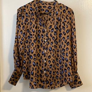 Ann Taylor Leopard Print Long-sleeved  Blouse